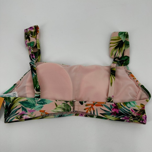 Kona Sol Tropical Botanical Floral Square Neck Bikini Top Large Summer Vacation - Picture 3 of 5